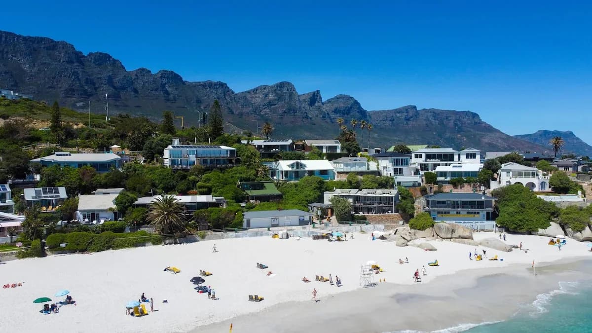 Aerial view of Clifton between the Twelve Apostles and Atlantic Ocean